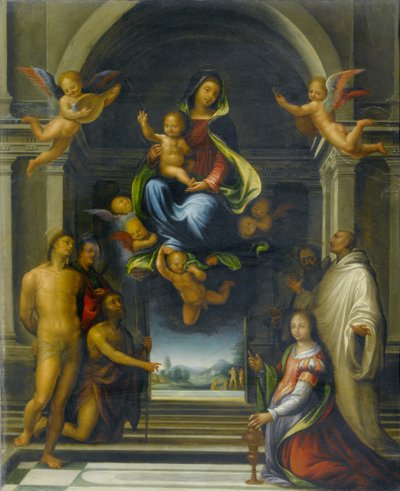 De Maagd en het Kind Omringd door Heiligen, c.1570-1674 door Fra Bartolommeo